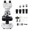 Microscope for Adult with Phone Adapter, LED Light, Aluminum Alloy Body