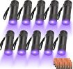 10 Pcs UV Black Light Flashlights Bulk, 9 Led 395-400nm Mini Blacklight Handheld Portable Torch Pet Urine Detector for Bed Bug, Hair