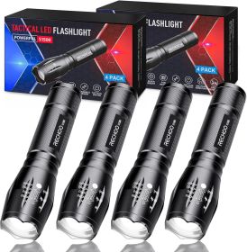 RECHOO Tactical Flashlights – 4 Pack Bright Zoomable LED Flashlights
