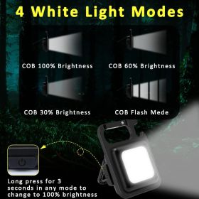 COB Rechargeable Keychain Flashlight 2Pack