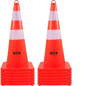 VEVOR Safety Cones, 12 x 28" Traffic Cones, PVC Orange Construction Cones