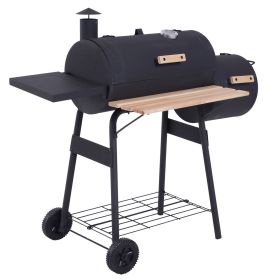 Charcoal BBQ Grill and Offset Smoker Combo