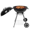 18in Enamel Charcoal Grill BBQ Kettle Grill N001 Round Outdoor Barbecue Grill with Lid Adjustable Air Vent Portable for Camping Garden Backyard Cookin