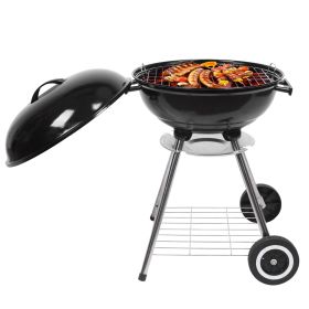 18in Enamel Charcoal Grill BBQ Kettle Grill N001 Round Outdoor Barbecue Grill with Lid Adjustable Air Vent Portable for Camping Garden Backyard Cookin
