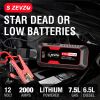 S ZEVZO Car Jump Starter 2000A Jump Starter Battery Pack for Up to 7.5L Gas and 6.5L Diesel Engines, 59.2Wh Portable 12V Jump Box with USB Ports