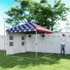 10' x 10' Pop Up Canopy Tent w/ Sidewall, Height Adjustable Instant Sun Shelter w/ Storage Pockets, American Flag Print