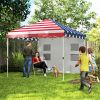 10' x 10' Pop Up Canopy Tent w/ Sidewall, Height Adjustable Instant Sun Shelter w/ Storage Pockets, American Flag Print