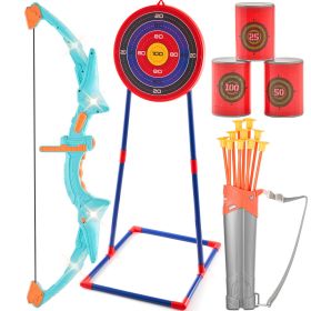 VEVOR Bow and Arrow Set for Kids, LED Light Up Archery Set with 10 Suction Cup Arrows, Standing Target, Quiver, 3 Target Cans