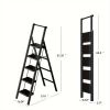5-step ladder folding step stool, 5-step ladder with anti slip wide pedals, lightweight and easy to carry handle folding ladder
