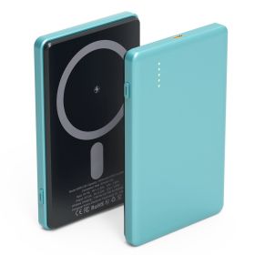 2 In 1 5000mAh 8MM Slim Mag Safe Wireless Power Bank (Option: PowerBankCyan)