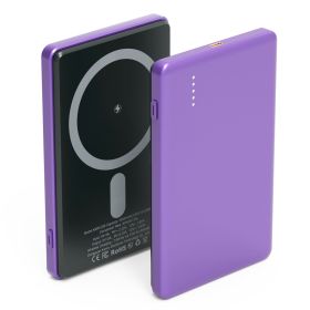 2 In 1 5000mAh 8MM Slim Mag Safe Wireless Power Bank (Option: PowerBankPurple)