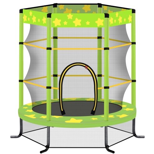 55 Inch Kids Trampoline With Safety Enclosure Net, 4.5FT Outdoor Indoor Trampoline For Kids Purple