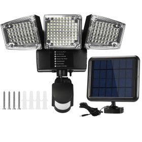Solar Lights Outdoor 188 LEDs (Option: 3HeadLightBlack)