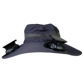 Wide Brim Sun Hat With 2 Rechargeable Fans (Option: FanHatDarkGrey)