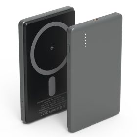 2 In 1 5000mAh 8MM Slim Mag Safe Wireless Power Bank (Option: PowerBankBlack)