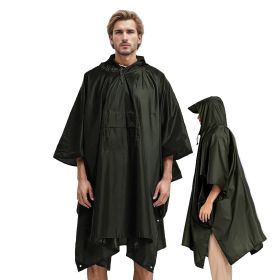 Unisex Hooded Rain Poncho With Pocket (Option: Armygreen)
