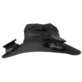 Wide Brim Sun Hat With 2 Rechargeable Fans (Option: FanHatBlack)