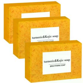 100g Turmeric Kojic Acid Soap with Lemon Granules Exfoliating Scrubbing Skin Lightening Body Care Jabón Con Ácido Kojico Y Témor (Smell: 100gX3)