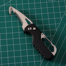 Multitool Keychain Knife – Small Pocket EDC Folding Knife with Serrated Blade (Color: Black +white)