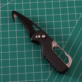 Multitool Keychain Knife – Small Pocket EDC Folding Knife with Serrated Blade (Color: Black black)