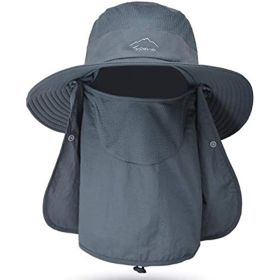 Fishing Hat – UV Sun Protection Boonie Hat with Face Cover Neck Flap (Color: Dark blue)