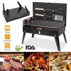 16.7x10x17.7in Portable Charcoal Grill – Foldable BBQ Suitcase Grill for Camping