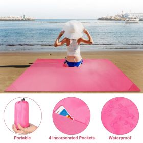 Portable Blanket 4.6' x 6.6' – Waterproof Foldable Camping Picnic Mat (Color: Pink)