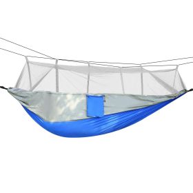 600lbs Load 2 Persons Hammock with Mosquito Net – Portable Nylon Swing Bed (Color: grey)