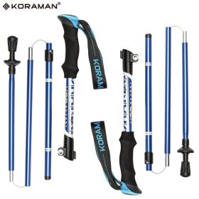 KORAMAN 1pair Collapsible Trekking Poles – Adjustable Lightweight Hiking Sticks (Color: Blue)