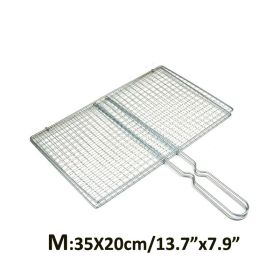 1pc Stainless Steel Vegetable BBQ Grilling Basket – Portable Folding Fish Grill Accessory (size: M)