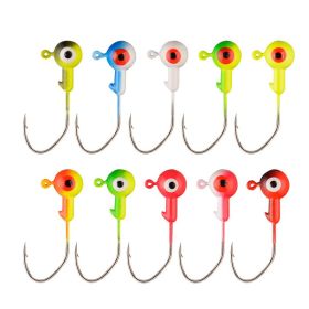 Round Painted Ball Head Jig Hooks Kit – 10PCS Fishing Lures for Bass Trout (Quantity: 10pcs, Color: Color 5g)