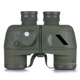 HD 10X50 High Power Binoculars with Rangefinder Compass (Color: Compass Green)