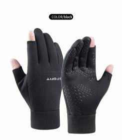 Winter Fishing Gloves – Keep Warm Anti-Slip Gloves for Men and Women (Color: Black, size: L)