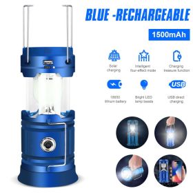 Solar LED Camping Light – Portable USB Rechargeable Tent Lamp Flashlight (Wattage: Blue rechargeable, Ships From: CN)