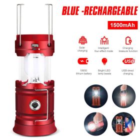 Solar LED Camping Light – Portable USB Rechargeable Tent Lamp Flashlight (Wattage: Red Charging, Ships From: CN)