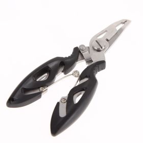 Outdoor Curved Mouth Fishing Pliers – Stainless Steel Hook and Lure Scissors (Color: Black)