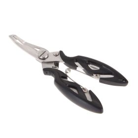 Luya Pliers Stainless Steel Curved Mouth – Multi-Functional Fishing Line Scissors (Color: Black)