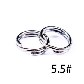 50pcs Fishing Split Rings – Stainless Steel Double Loop Crank Bait Snaps (Color: 5 5)