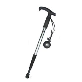 Four-Section Curved Handle Trekking Pole (Color: Silver White, Type: Walking Sticks)