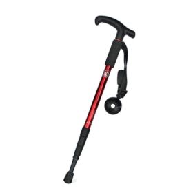 Four-Section Curved Handle Trekking Pole (Color: Red, Type: Walking Sticks)