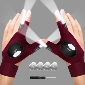 Flashlight Gloves (Color: wine red)