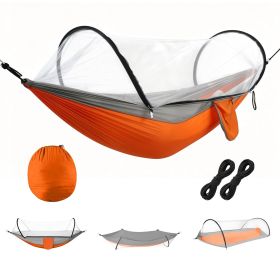 Camping Hammock with Mosquito Net (Color: Orange Grey)