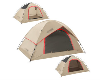 Waterproof Two Person Tents (Color: Khaki   2 Person)