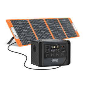 Flashfish 1200W Portable Power Station (Output: 1200W Solar Generator &100W Solar Panel)