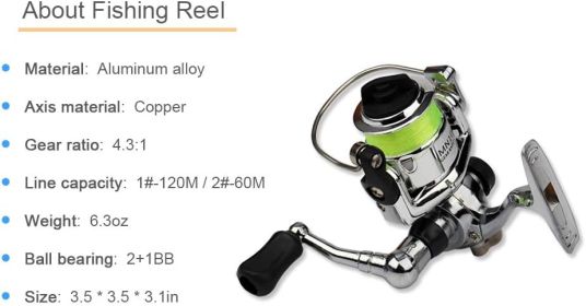 Mini Pen Fishing Pole Kit (size: Green   1.4 m)
