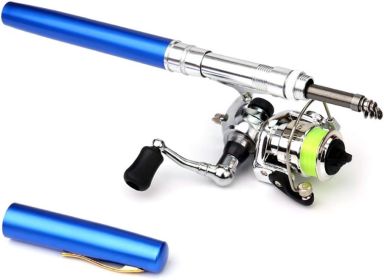 Mini Pen Fishing Pole Kit (size: Blue   1.4 m)