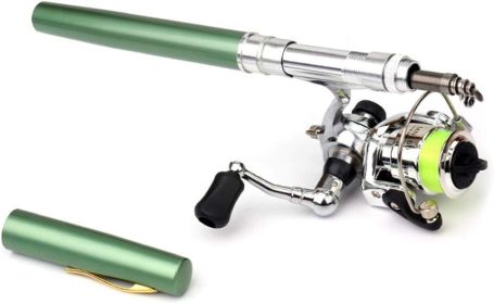 Mini Pen Fishing Pole Kit (size: Green    1.0 m)
