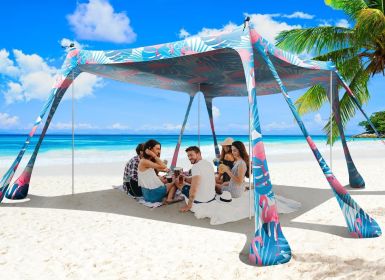Sun Shelter 10x10ft (Color: Flamingos  10x10 FT 4 Pole)