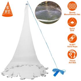 6ft/8ft Radius Fishing Cast Net (size: 6ft)