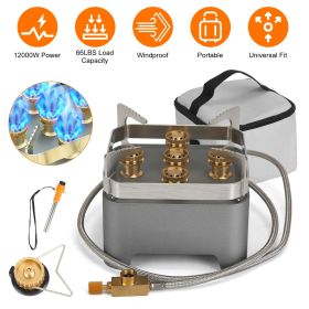 12000W Portable Camping Stove With Cassette Adapter (Color: grey)